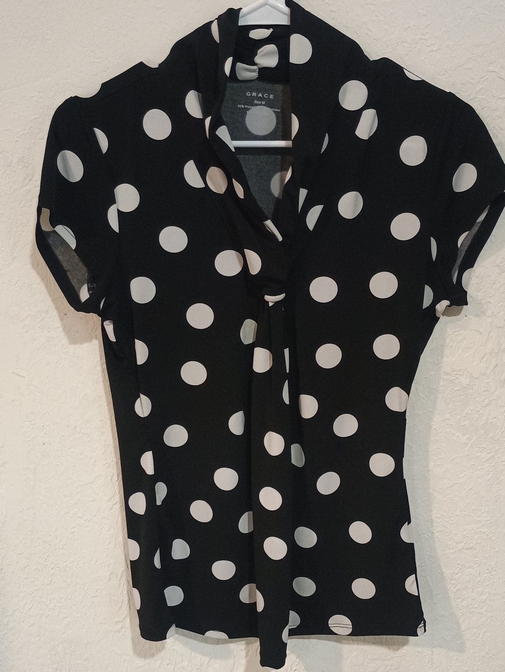 Grace Black and White Polka Dot Tie-Front Blouse